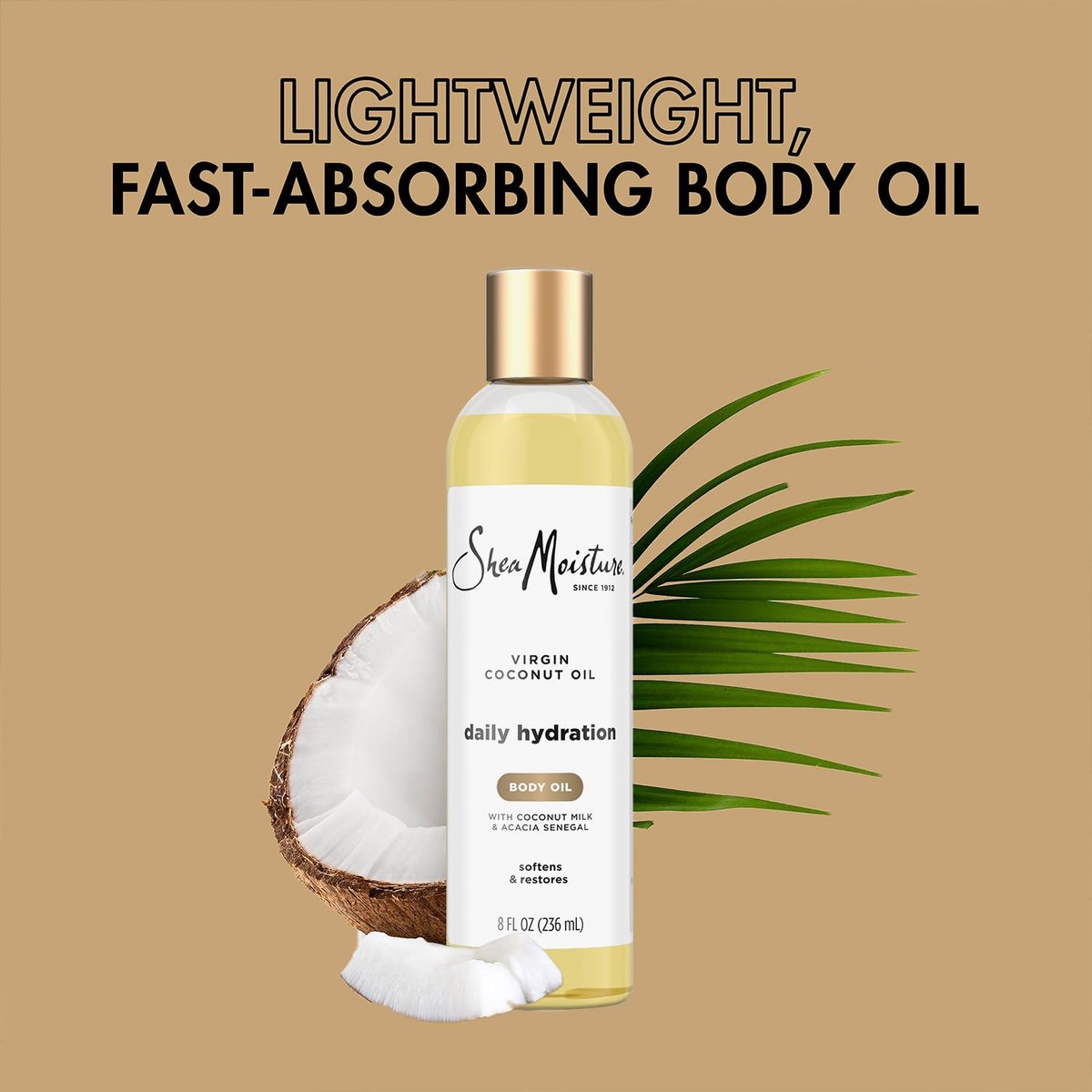 Shea Moisture Daily Hydration Body Oil 2-Pack – Lightweight Virgin Coconut Oil Moisturizer for Soft, Smooth Skin, 8 oz Each Avelisse