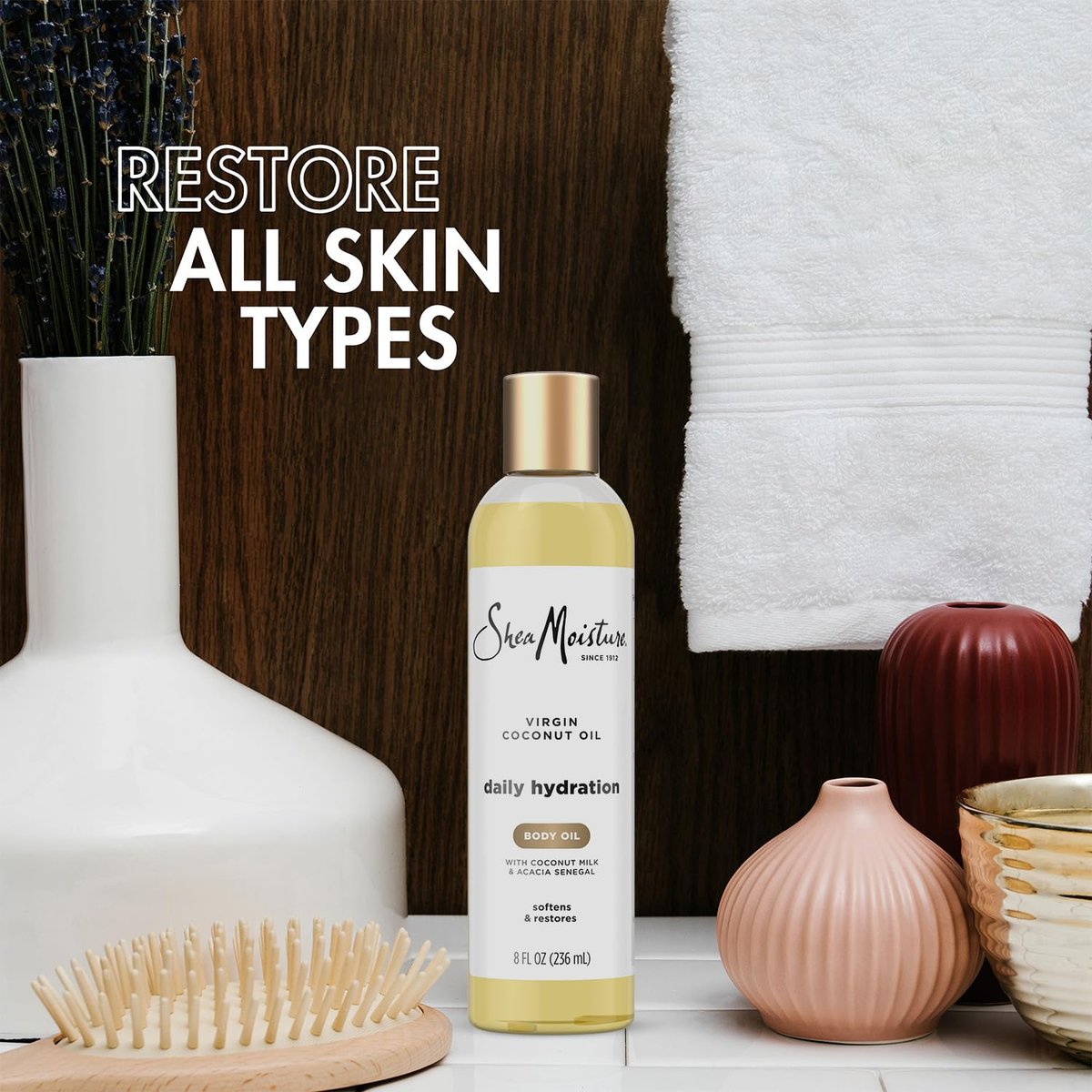 Shea Moisture Daily Hydration Body Oil 2-Pack – Lightweight Virgin Coconut Oil Moisturizer for Soft, Smooth Skin, 8 oz Each Avelisse