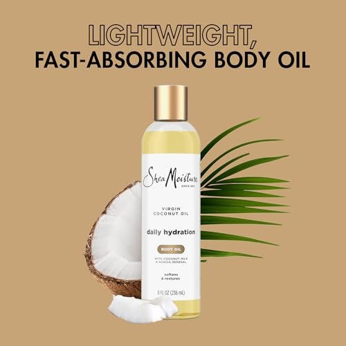 Shea Moisture Daily Hydration Body Oil 2-Pack – Lightweight Virgin Coconut Oil Moisturizer for Soft, Smooth Skin, 8 oz Each Avelisse