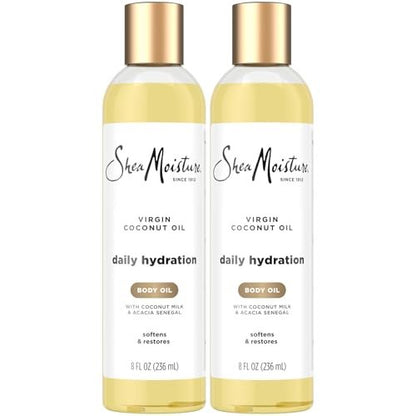 Shea Moisture Daily Hydration Body Oil 2-Pack – Lightweight Virgin Coconut Oil Moisturizer for Soft, Smooth Skin, 8 oz Each Avelisse