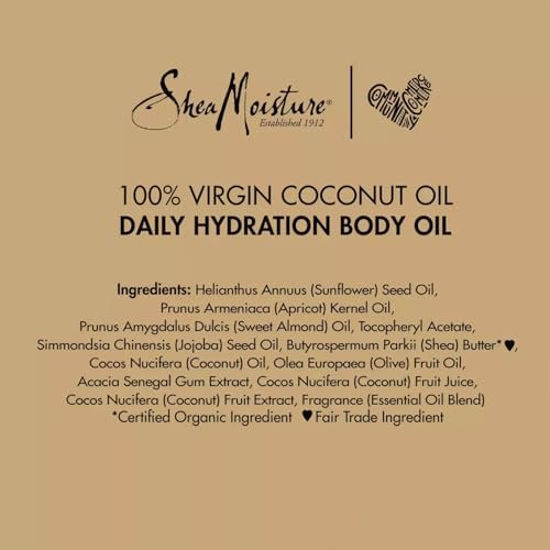 Shea Moisture Daily Hydration Body Oil 2-Pack – Lightweight Virgin Coconut Oil Moisturizer for Soft, Smooth Skin, 8 oz Each Avelisse