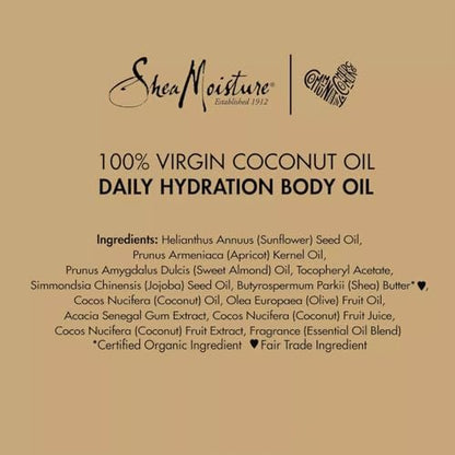 Shea Moisture Daily Hydration Body Oil 2-Pack – Lightweight Virgin Coconut Oil Moisturizer for Soft, Smooth Skin, 8 oz Each Avelisse