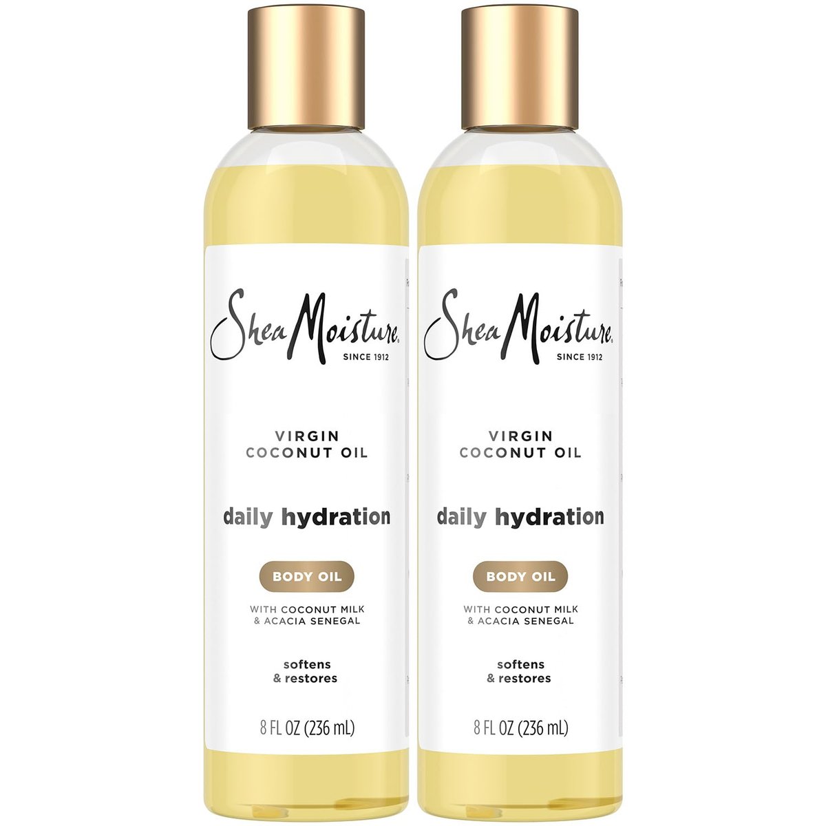 Shea Moisture Daily Hydration Body Oil 2-Pack – Lightweight Virgin Coconut Oil Moisturizer for Soft, Smooth Skin, 8 oz Each Avelisse