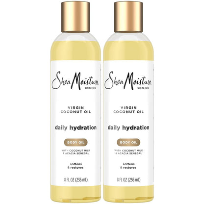 Shea Moisture Daily Hydration Body Oil 2-Pack – Lightweight Virgin Coconut Oil Moisturizer for Soft, Smooth Skin, 8 oz Each Avelisse