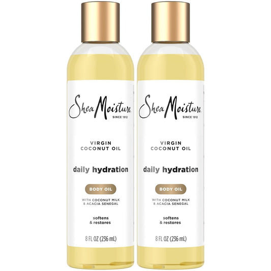 Shea Moisture Daily Hydration Body Oil 2-Pack – Lightweight Virgin Coconut Oil Moisturizer for Soft, Smooth Skin, 8 oz Each Avelisse