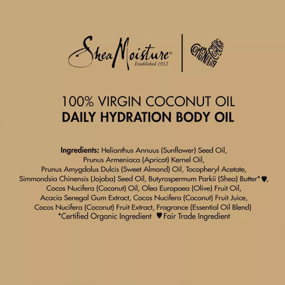 Shea Moisture Daily Hydration Body Oil 2-Pack – Lightweight Virgin Coconut Oil Moisturizer for Soft, Smooth Skin, 8 oz Each Avelisse