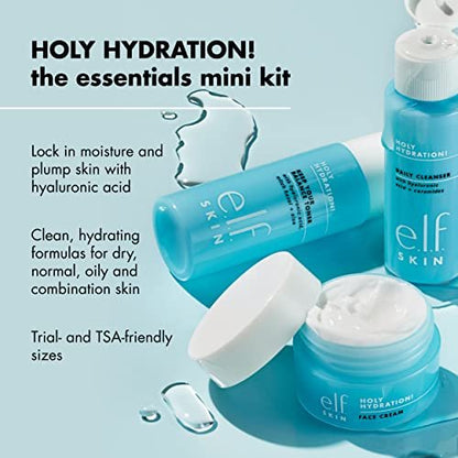 e.l.f. Skin Holy Hydration! The Essentials Mini Kit - Cleanser, Toner & Moisturizer for Hydrated & Balanced Skin, TSA-Friendly Travel Sizes Avelisse
