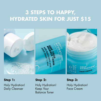 e.l.f. Skin Holy Hydration! The Essentials Mini Kit - Cleanser, Toner & Moisturizer for Hydrated & Balanced Skin, TSA-Friendly Travel Sizes Avelisse