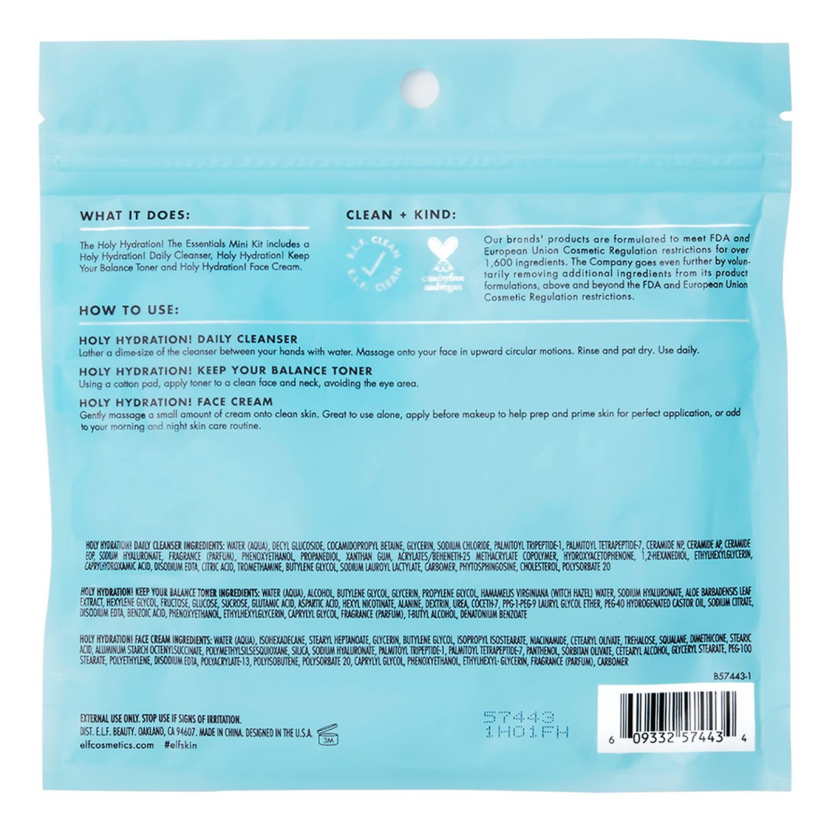 e.l.f. Skin Holy Hydration! The Essentials Mini Kit - Cleanser, Toner & Moisturizer for Hydrated & Balanced Skin, TSA-Friendly Travel Sizes Avelisse