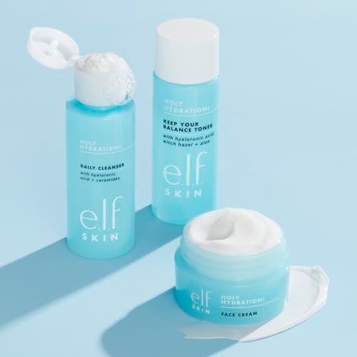 e.l.f. Skin Holy Hydration! The Essentials Mini Kit - Cleanser, Toner & Moisturizer for Hydrated & Balanced Skin, TSA-Friendly Travel Sizes Avelisse