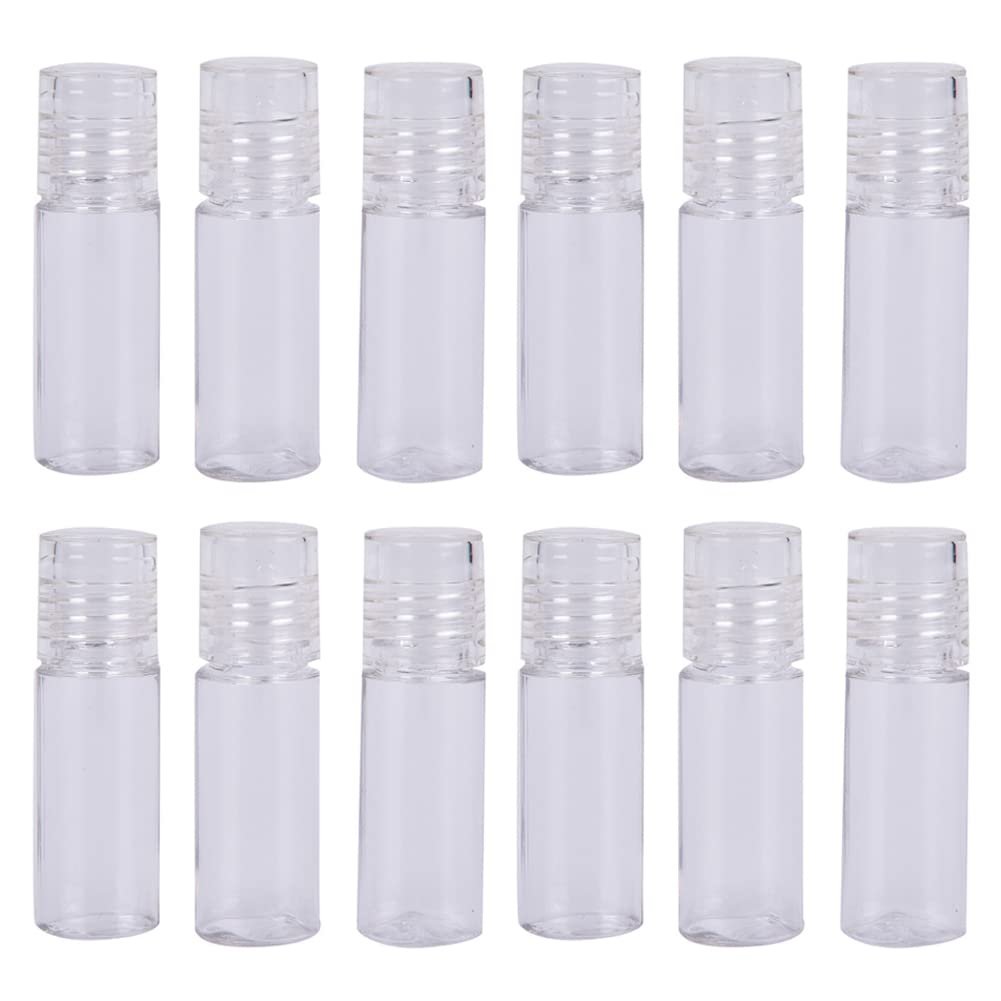 12-Pack Mini Clear 3ml Loose Powder Containers with Sifter - Refillable Plastic Empty Jars for Cosmetics, Samples, and Travel - görsel 1