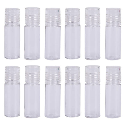 12-Pack Mini Clear 3ml Loose Powder Containers with Sifter - Refillable Plastic Empty Jars for Cosmetics, Samples, and Travel