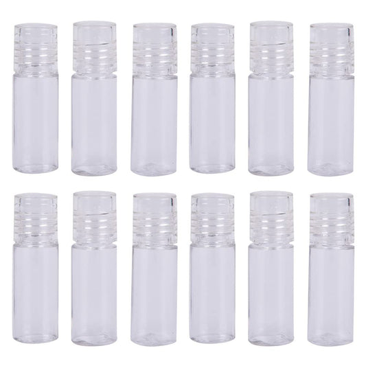 12-Pack Mini Clear 3ml Loose Powder Containers with Sifter - Refillable Plastic Empty Jars for Cosmetics, Samples, and Travel