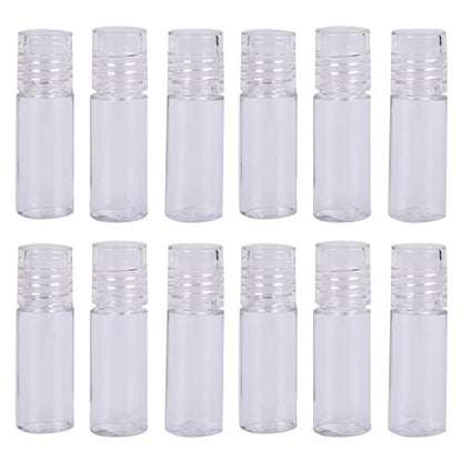 12-Pack Mini Clear 3ml Loose Powder Containers with Sifter - Refillable Plastic Empty Jars for Cosmetics, Samples, and Travel