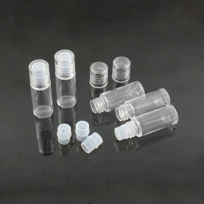 12-Pack Mini Clear 3ml Loose Powder Containers with Sifter - Refillable Plastic Empty Jars for Cosmetics, Samples, and Travel