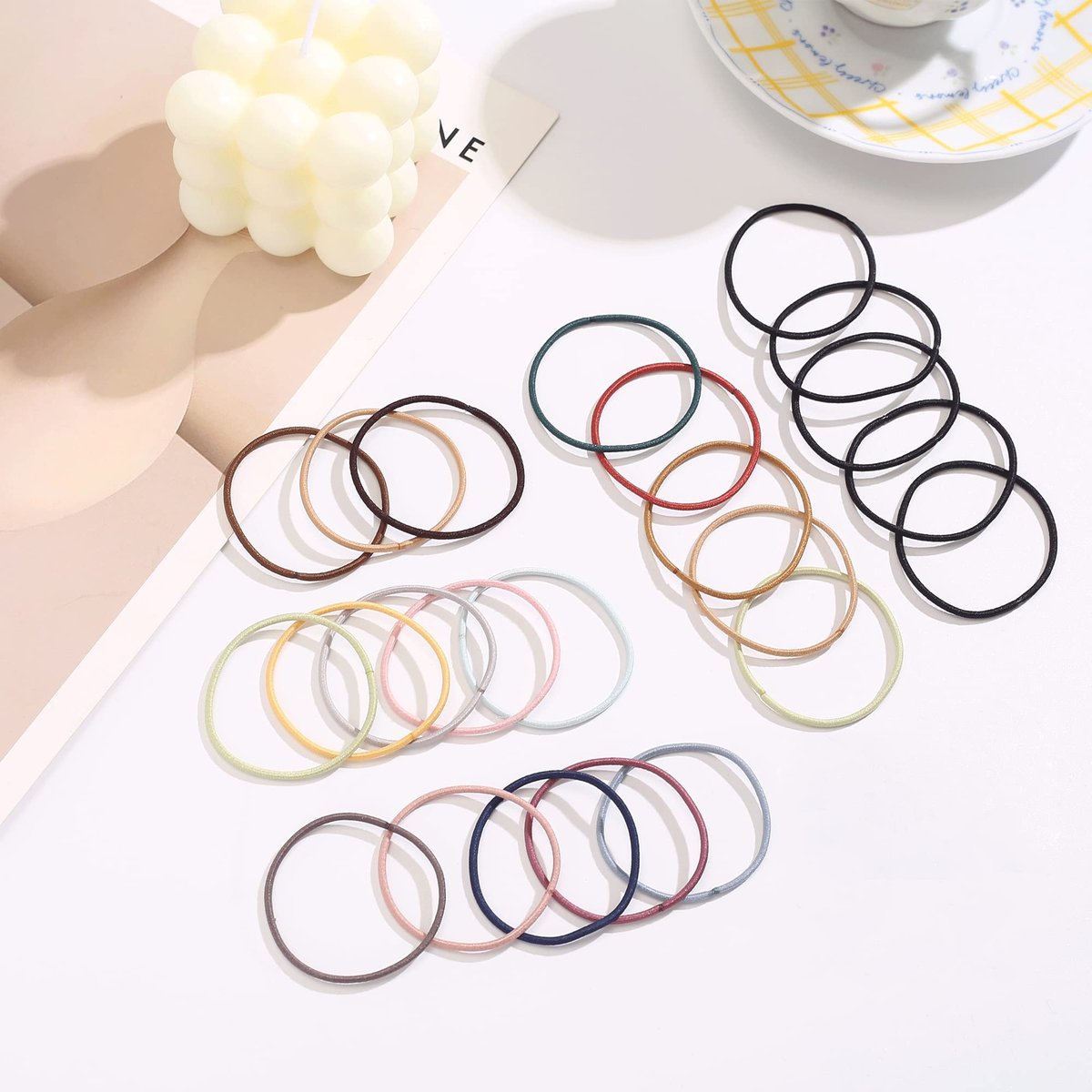 500 PCS Hair Ties for Thin Hair - 2mm x 4cm Premium Nylon Black Hair Tie Bulk for Women, Girls, Men - Small Ponytail Holders (Multicolor) - görsel 5