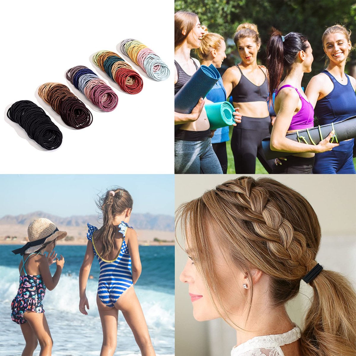 500 PCS Hair Ties for Thin Hair - 2mm x 4cm Premium Nylon Black Hair Tie Bulk for Women, Girls, Men - Small Ponytail Holders (Multicolor) - görsel 7