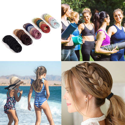 500 PCS Hair Ties for Thin Hair - 2mm x 4cm Premium Nylon Black Hair Tie Bulk for Women, Girls, Men - Small Ponytail Holders (Multicolor)