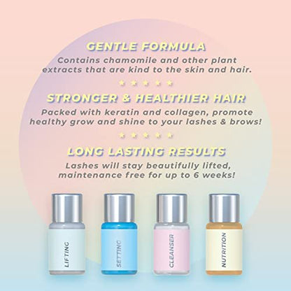 Keratin Lash Lift Kit | Semi-Permanent Eyelash Perm & Lift | Lasts Up to 6 Weeks | Vegan & Cruelty-Free | Home & Salon Use | MIYA LASH
