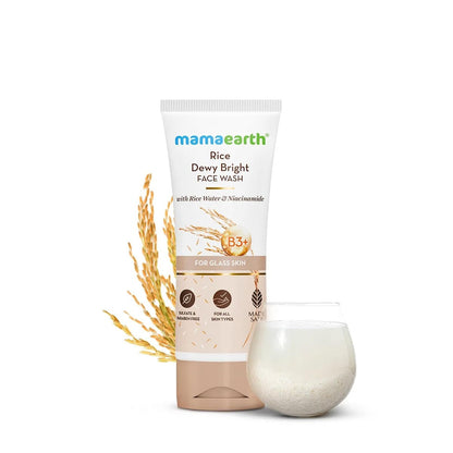 MAMAEARTH Rice Dewy Bright Face Wash with Rice Water & Niacinamide - 3.38 Fl Oz (100ml) Avelisse