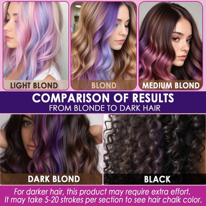 Jim&Gloria Dustless Hair Chalk for Girls - 17 Piece Washable Temporary Hair Color Set with Clip-in Extensions, Brushes & Glitter Avelisse
