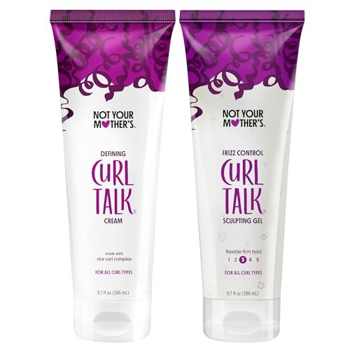 Curl Talk Frizz Control Sculpting Gel & Defining Cream 2-Pack (9.7 fl oz) – Not Your Mother's – Rice Curl Complex – All Curly Hair Types Avelisse