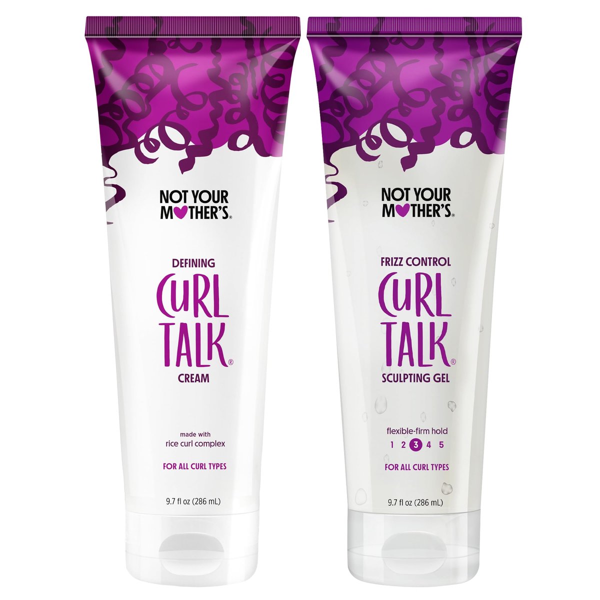 Curl Talk Frizz Control Sculpting Gel & Defining Cream 2-Pack (9.7 fl oz) – Not Your Mother's – Rice Curl Complex – All Curly Hair Types Avelisse