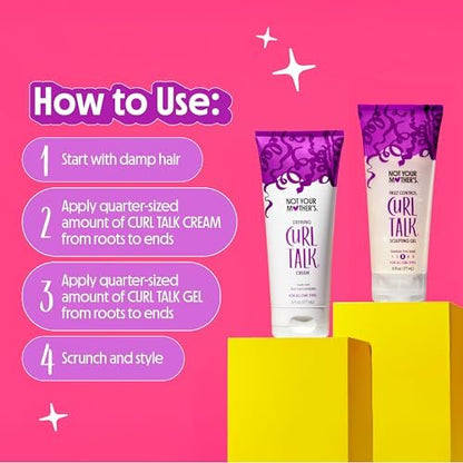 Curl Talk Frizz Control Sculpting Gel & Defining Cream 2-Pack (9.7 fl oz) – Not Your Mother's – Rice Curl Complex – All Curly Hair Types Avelisse