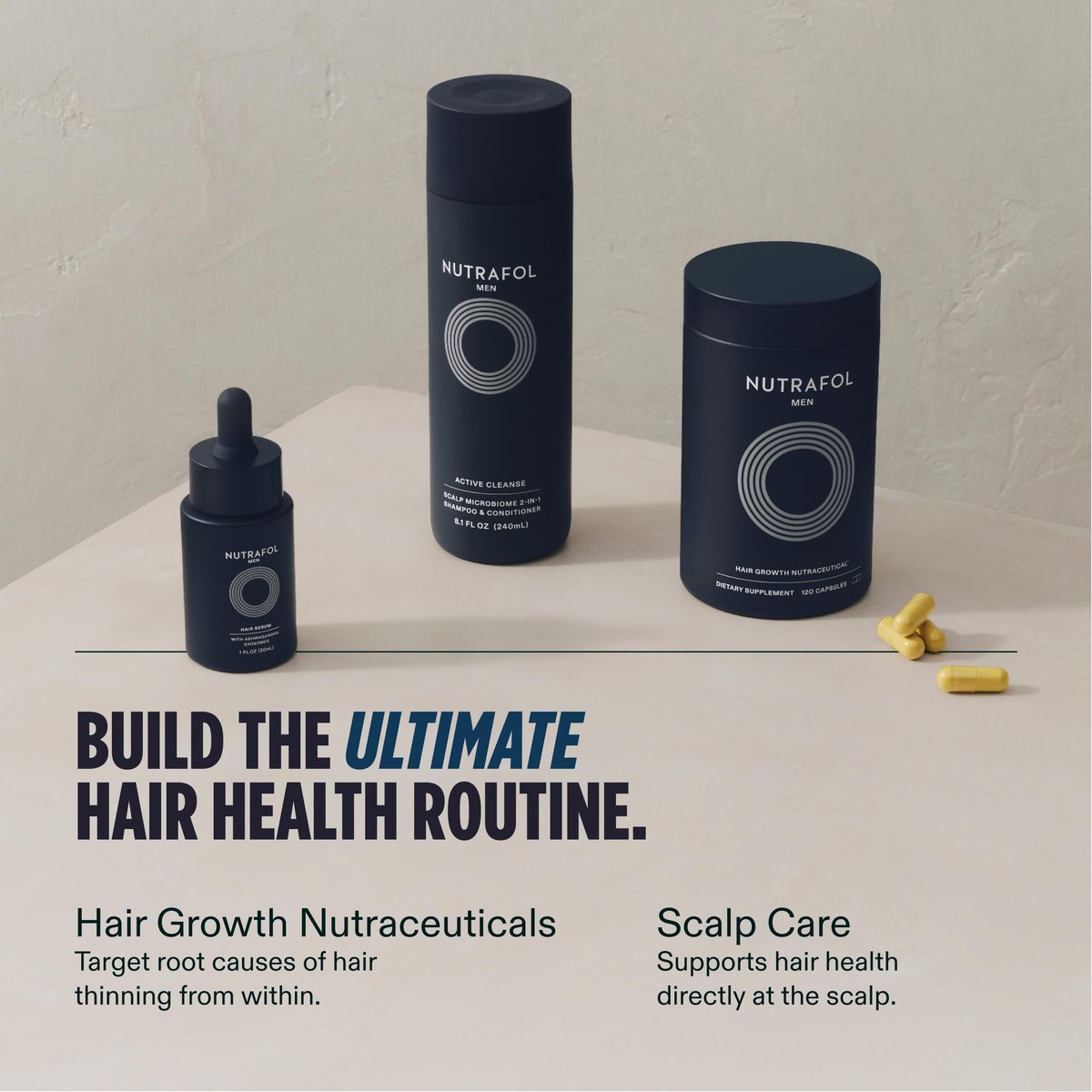 Nutrafol Men's Hair Growth Supplements - Clinically Tested for Thicker Hair & Scalp Coverage, Dermatologist Recommended, 1 Month Supply Avelisse