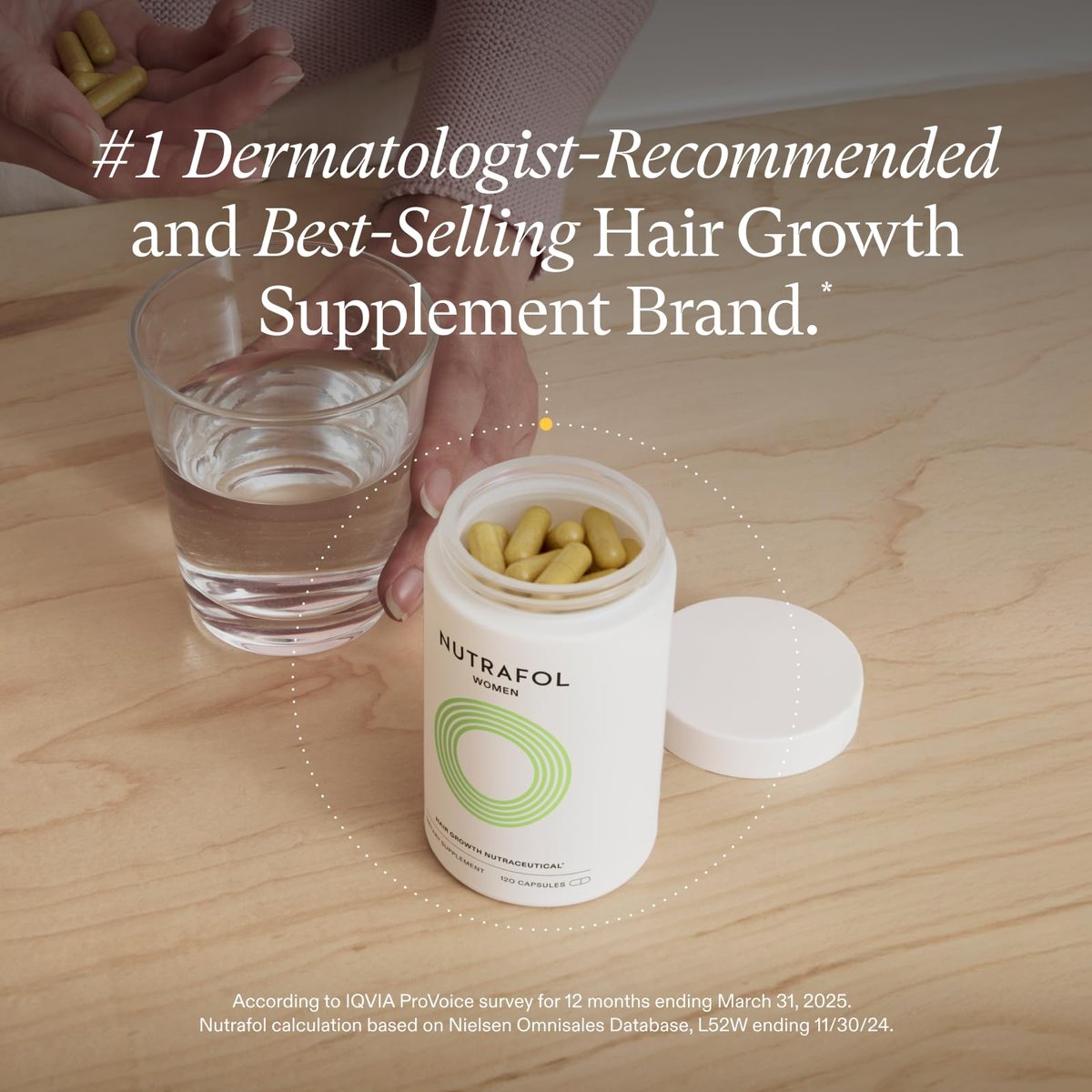 Nutrafol Women's Hair Growth Supplements, Ages 18-44, Clinically Proven for Visibly Thicker and Stronger Hair in 3-6 Months, Dermatologist Recommended - 2 Month Supply (2 Refill Pouches) Avelisse