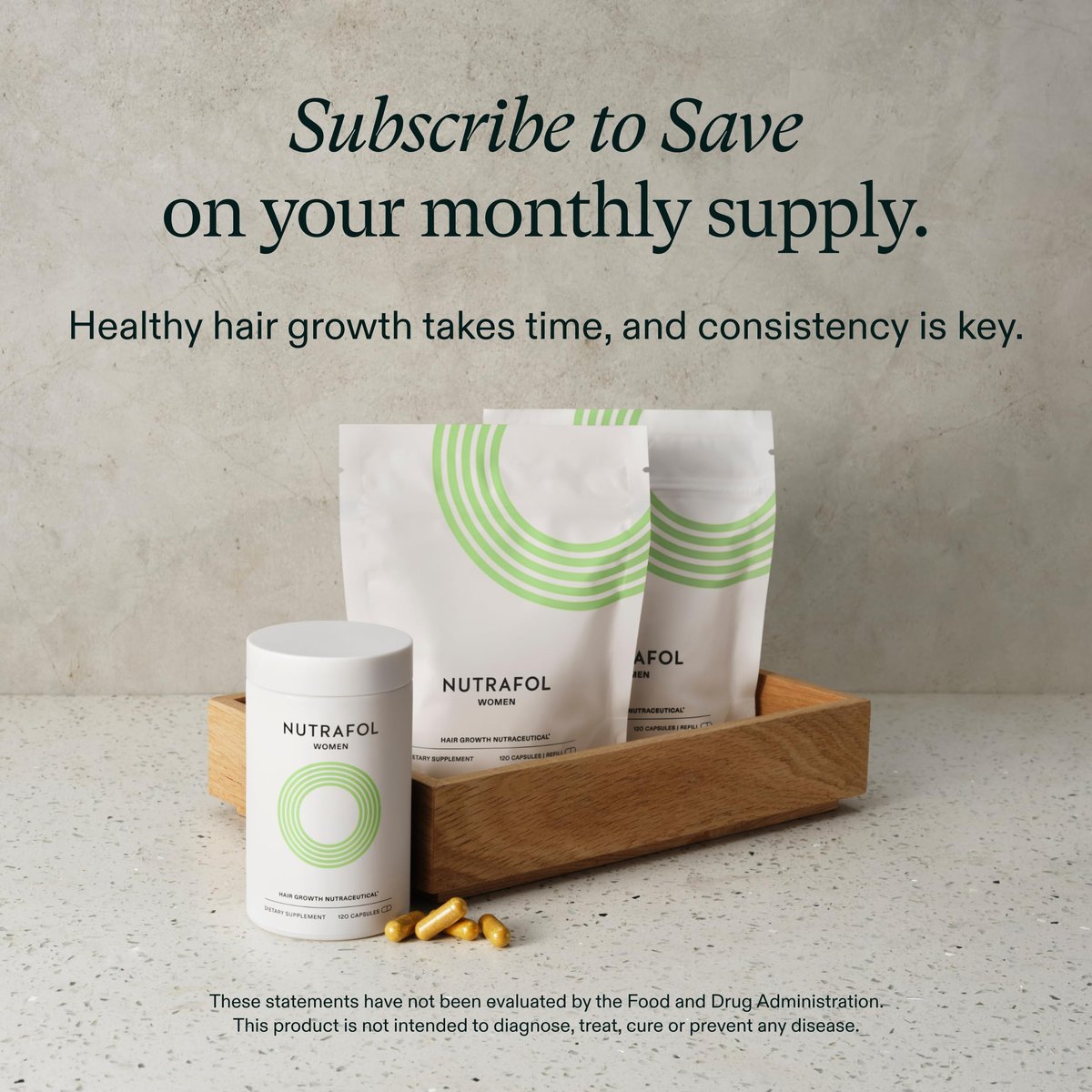 Nutrafol Women's Hair Growth Supplements, Ages 18-44, Clinically Proven for Visibly Thicker and Stronger Hair in 3-6 Months, Dermatologist Recommended - 2 Month Supply (2 Refill Pouches) Avelisse