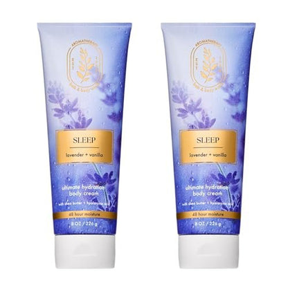 Bath & Body Works Lavender Vanilla Aromatherapy Body Cream - Ultimate Hydration Moisturizer with Shea Butter & Hyaluronic Acid for Dry Skin, 8 fl oz (Pack of 2) Avelisse