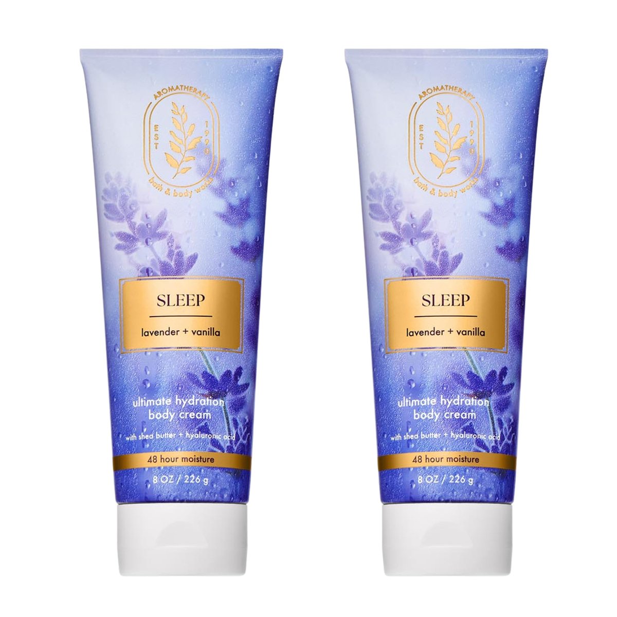 Bath & Body Works Lavender Vanilla Aromatherapy Body Cream - Ultimate Hydration Moisturizer with Shea Butter & Hyaluronic Acid for Dry Skin, 8 fl oz (Pack of 2) Avelisse