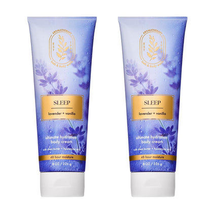 Bath & Body Works Lavender Vanilla Aromatherapy Body Cream - Ultimate Hydration Moisturizer with Shea Butter & Hyaluronic Acid for Dry Skin, 8 fl oz (Pack of 2) Avelisse