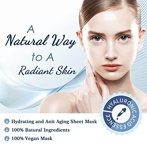 Hydrating Hyaluronic Acid Face Mask Sheet – Deep Moisturizing Anti-Aging Facial Mask for Women, 10 Pack - görsel 12