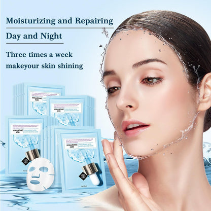 Hydrating Hyaluronic Acid Face Mask Sheet – Deep Moisturizing Anti-Aging Facial Mask for Women, 10 Pack