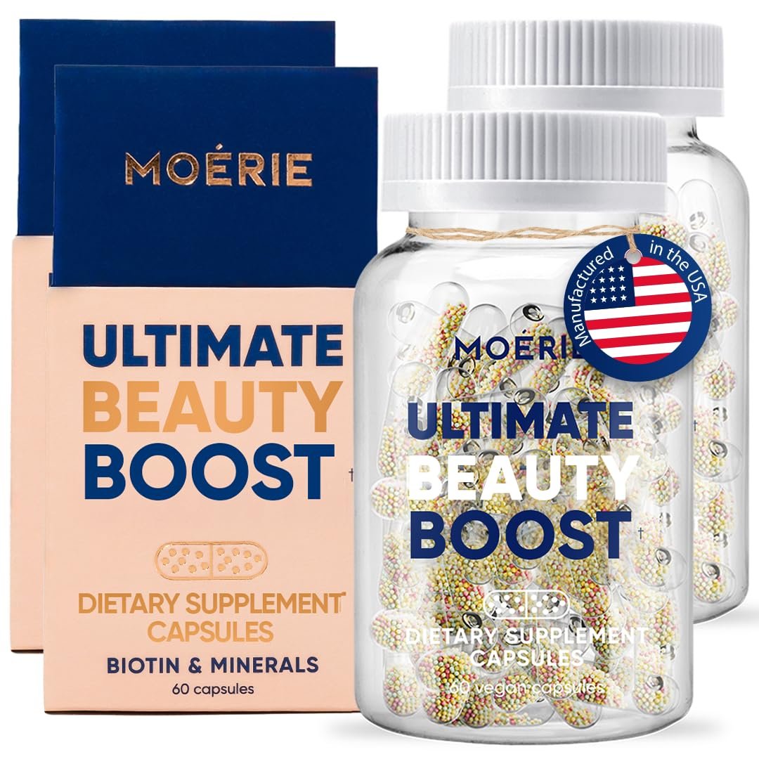 Moerie Ultimate Hair Growth Supplements for Women & Men - Hair, Skin, Nails Vitamins with Biotin & Minerals - for Thicker, Fuller Hair & Hair Loss Treatment - 120 Capsules Avelisse