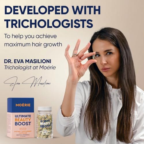 Moerie Ultimate Hair Growth Supplements for Women & Men - Hair, Skin, Nails Vitamins with Biotin & Minerals - for Thicker, Fuller Hair & Hair Loss Treatment - 120 Capsules Avelisse