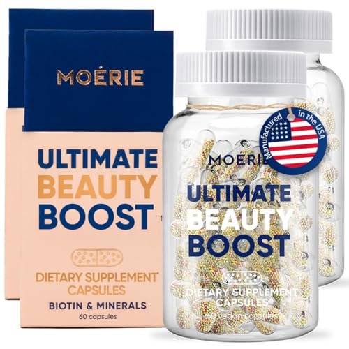 Moerie Ultimate Hair Growth Supplements for Women & Men - Hair, Skin, Nails Vitamins with Biotin & Minerals - for Thicker, Fuller Hair & Hair Loss Treatment - 120 Capsules Avelisse