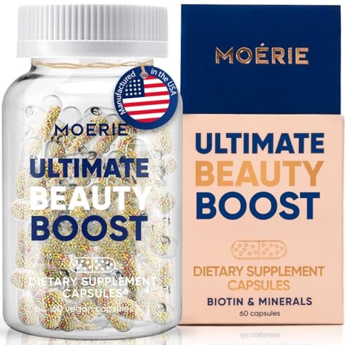 Moerie Ultimate Hair Boost Supplements for Women & Men - Hair, Skin, Nails Vitamins with Biotin & Minerals for Hair Health - Thicker Hair - 60 Capsules Avelisse
