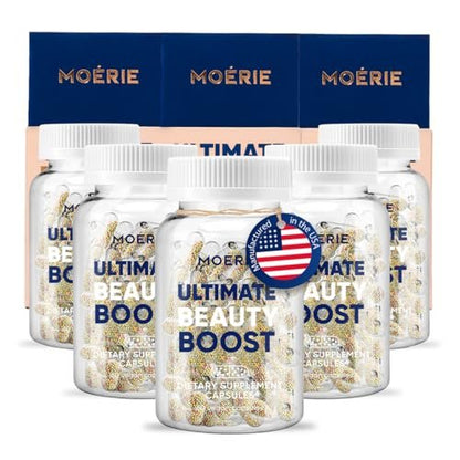 Moerie Ultimate Hair Growth Supplements for Women & Men - Hair, Skin, Nails Vitamins with Biotin & Minerals - for Thicker, Fuller Hair & Hair Loss Treatment - 360 Capsules Avelisse