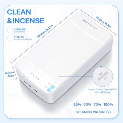 LXIANGN Portable Nail Tool Sterilizer with Blue Light - USB Sterilizing Box for Manicure Salon, Tweezers, Scissors, Jewelry, Phone, Watch, Keys (White)