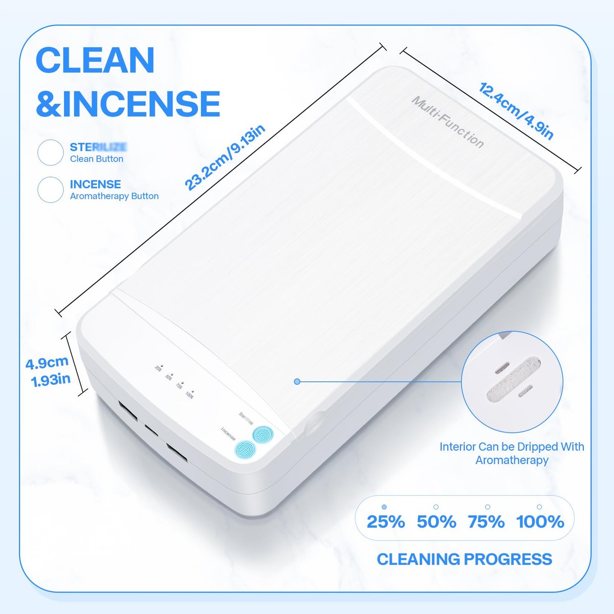 LXIANGN Portable Nail Tool Sterilizer with Blue Light - USB Sterilizing Box for Manicure Salon, Tweezers, Scissors, Jewelry, Phone, Watch, Keys (White) - görsel 9