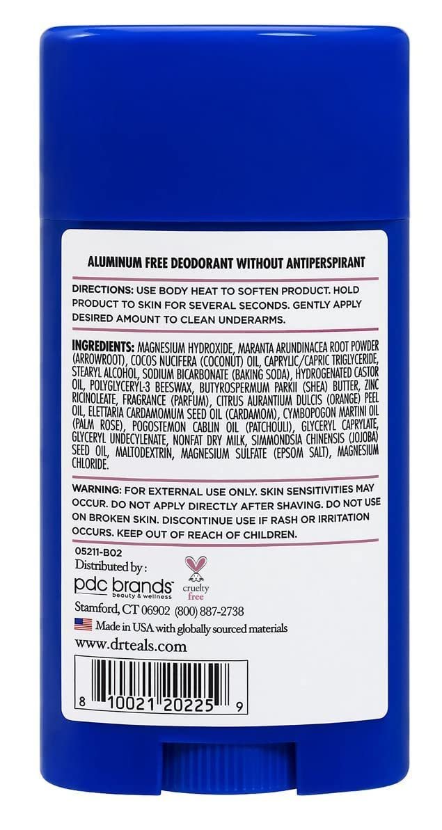 Dr. Teal's Rose & Milk Deodorant Gift Set (2 Pack, 2.65 oz Each) - Aluminum Free with Magnesium, Shea Butter & Arrowroot Powder - görsel 6