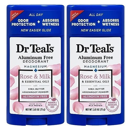 Dr. Teal's Rose & Milk Deodorant Gift Set (2 Pack, 2.65 oz Each) - Aluminum Free with Magnesium, Shea Butter & Arrowroot Powder - görsel 1