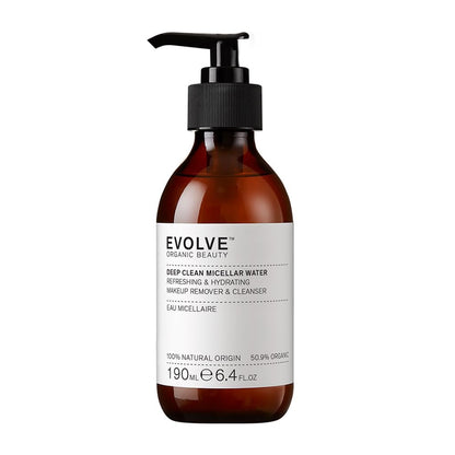 Evolve Organic Beauty Deep Clean Micellar Water – Vegan, Small-Batch, Moringa Peptide & Hyaluronic Acid, 6.4 fl oz