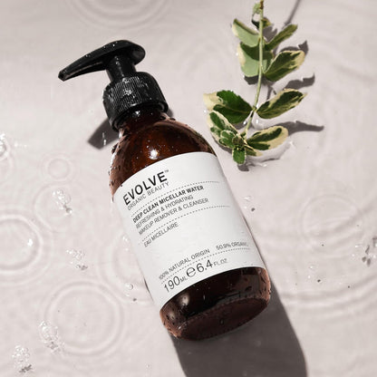 Evolve Organic Beauty Deep Clean Micellar Water – Vegan, Small-Batch, Moringa Peptide & Hyaluronic Acid, 6.4 fl oz