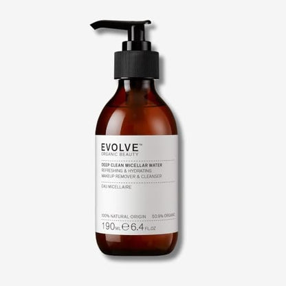 Evolve Organic Beauty Deep Clean Micellar Water – Vegan, Small-Batch, Moringa Peptide & Hyaluronic Acid, 6.4 fl oz