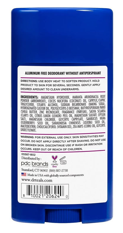 Dr. Teal's Aluminum-Free Deodorant, Elderberry & Vitamin D, 2.65 oz