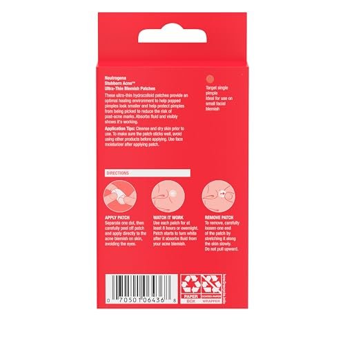 Neutrogena Stubborn Acne Ultra-Thin Blemish Patches, 16 Count - Clear Hydrocolloid Acne Pimple Patches for All Skin Types Avelisse